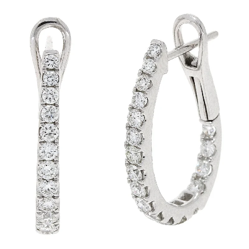 Silver Crystal Earrings-18ct White Gold Diamond hoop earrings