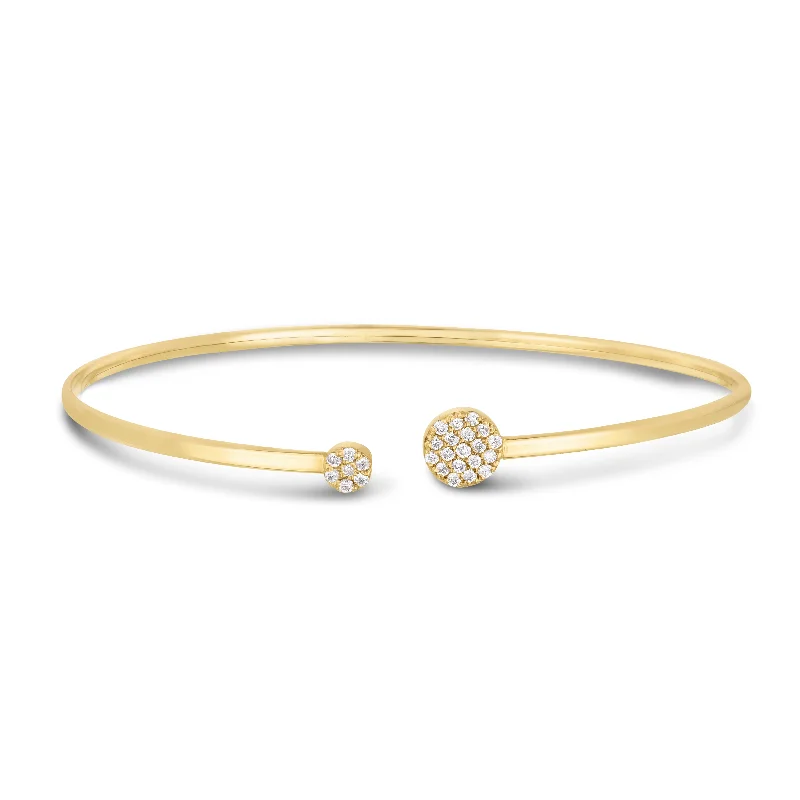 Handmade Cuff Bracelets-14K Gold Asymetrical Diamond Cluster Cuff Bangle