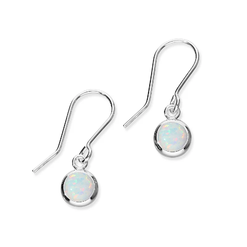 Personalized Earrings-Harlequin Silver Earrings SE362 White Opal