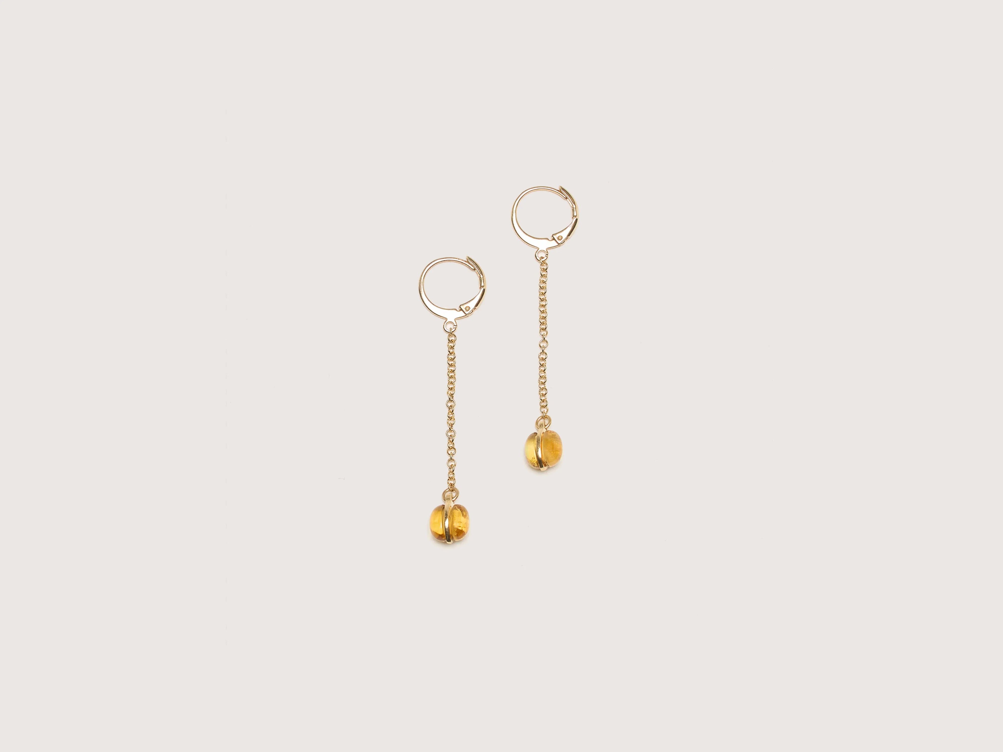 Antique Gold Earrings-Citrine Drop Earrings (242 / W / GOLD)