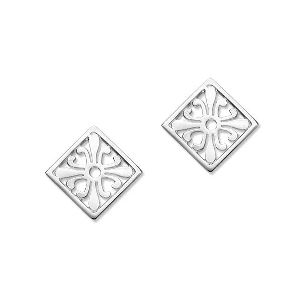 High-End Earrings-Orkney St Magnus Sterling Silver Square Stud Earrings, E305