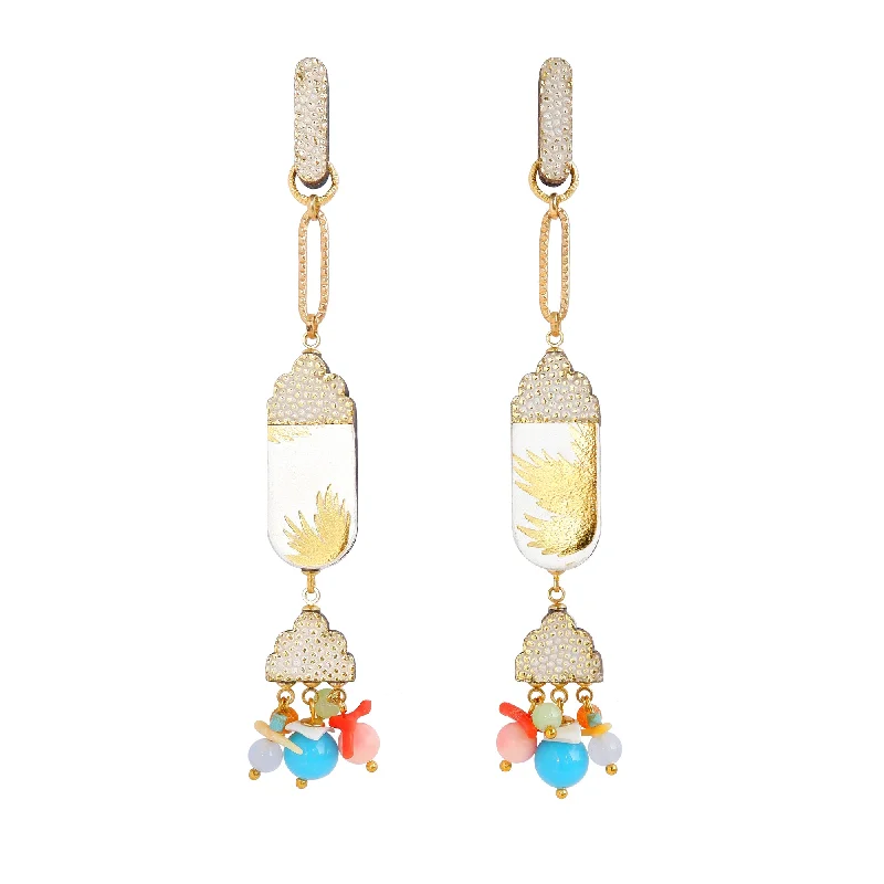 Modern Gold Earrings-MONTE CARLO . beaded drop earrings