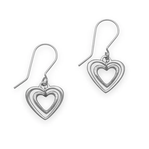 Bohemian Drop Earrings-Hearts Silver Earrings E1494