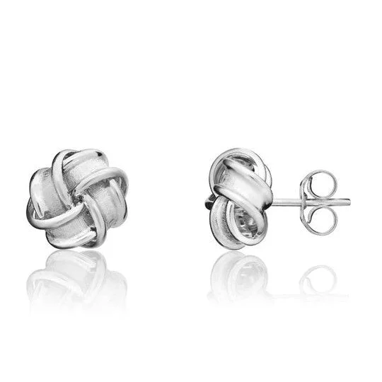 Classic Drop Earrings-9ct White Gold Ribbon Knot stud earrings