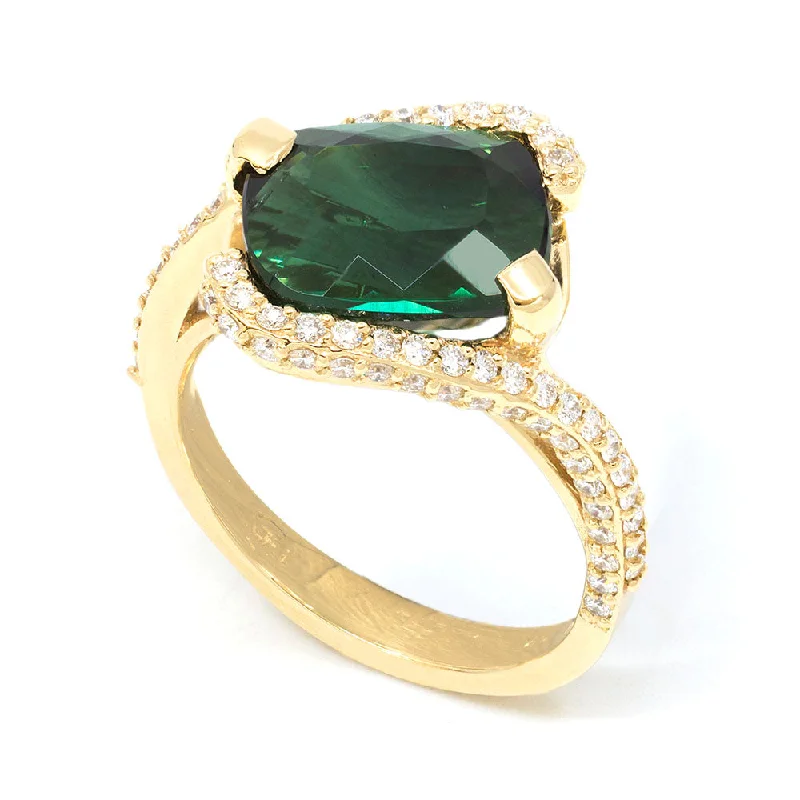 Vintage-Inspired Wedding Ring for MenDiagonal Green Tourmaline Ring with Diamonds