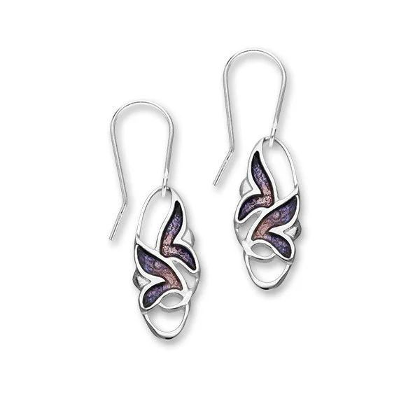 Modern Pearl Earrings-Trendy Twirls Sterling Silver Drop Earrings, EE549