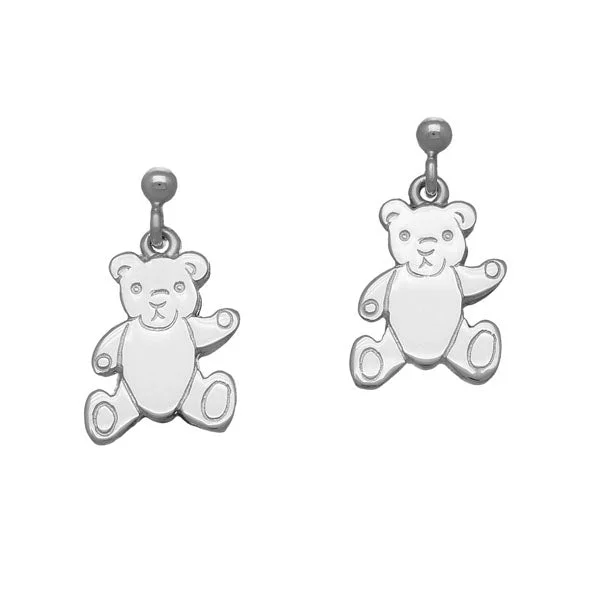 Gemstone Jewelry Earrings-Teddy Bear Silver Earrings E116