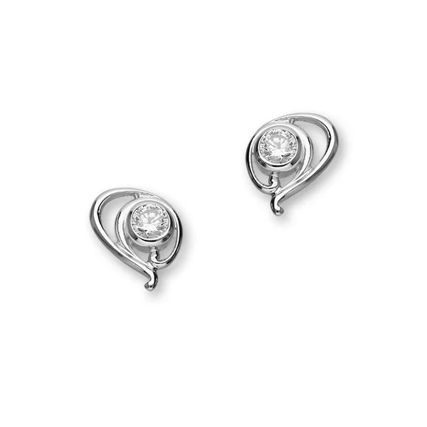 Pastel Hoop Earrings-Retreat Sterling Silver & Cubic Zirconia Stud Earrings, CE418