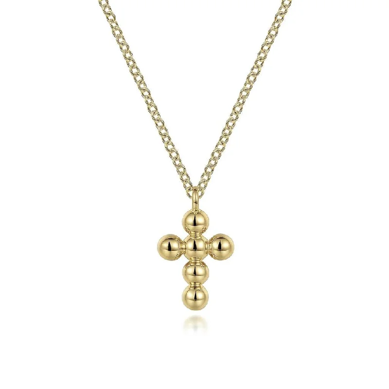 Simple Gold Band for Wedding-Multi-colored Necklace-Gabriel & Co. 14K Yellow Gold Bujukan Cross Pendant Necklace