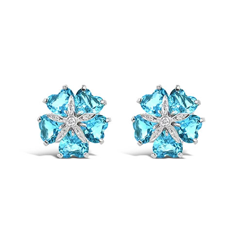 Handmade Silver Earrings-Blue Topaz & Diamond Estate Earrings