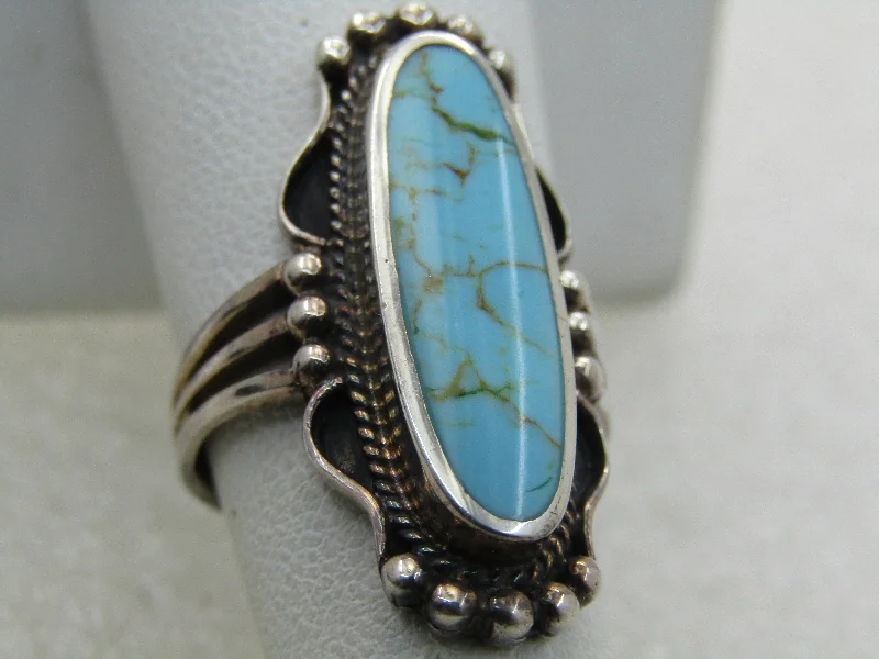 Gold Engagement Ring with Custom BirthstoneSterling Silver Southwestern Faux Turquoise Ring, Sz. 6,