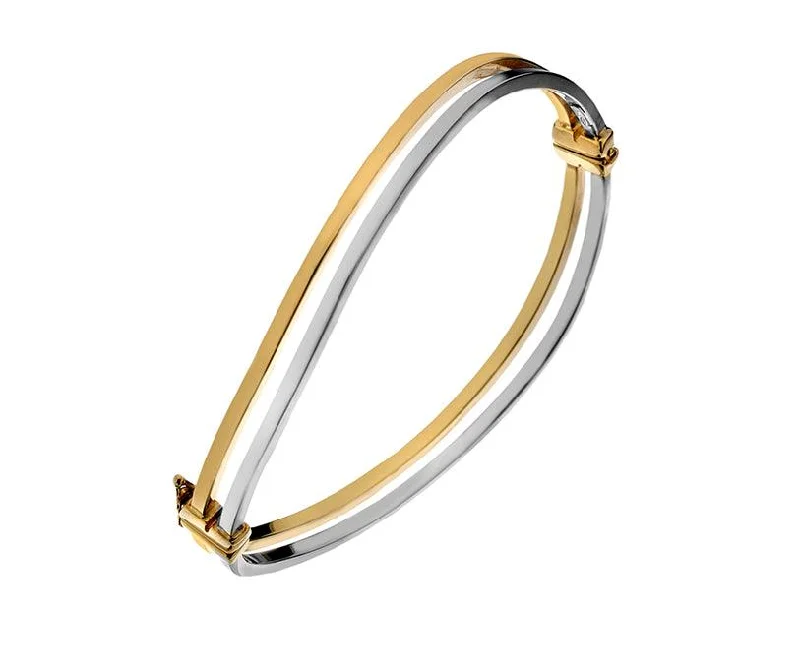 Bridesmaid Bangles-9ct White and Yellow Gold Wave Bangle