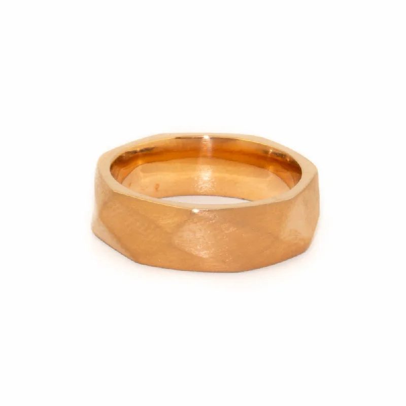 Boho Style Wedding Ring for WomenRock-Hammered x Cigar Wedding Band - Made To Order