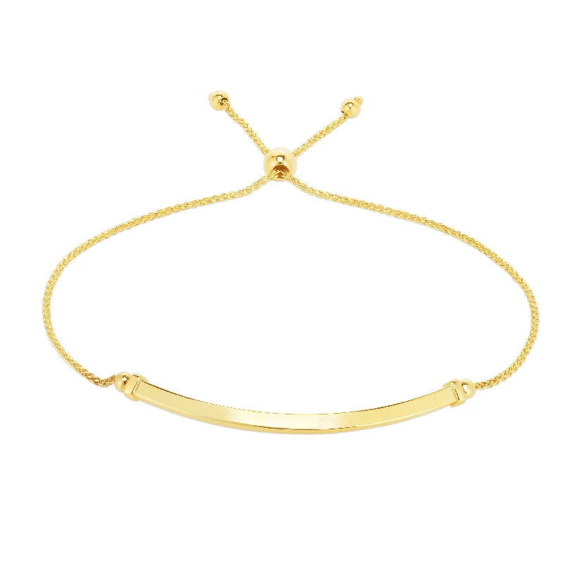 Men's Bead Bracelets-14K Gold Curved Bar Friendship Bracelet