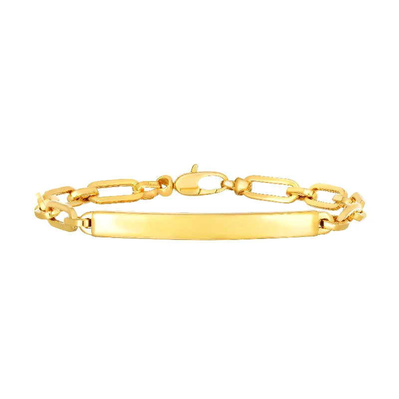 Natural Stone Bracelets-14K Gold Paperclip Chain ID Bracelet