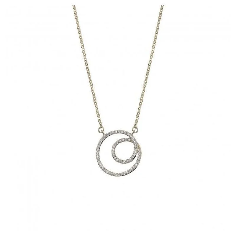 Simple Sapphire Ring-Chain Pendant for Necklace-9ct Yellow Gold Diamond Set Flow Necklace