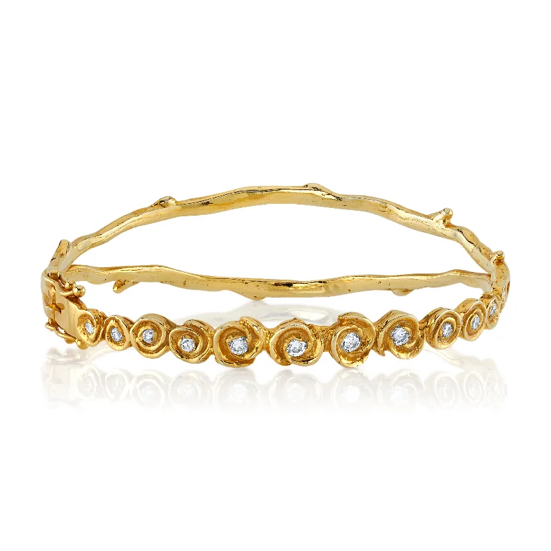 Stackable Diamond Bangles-The Dozen Roses Cuff with Diamond