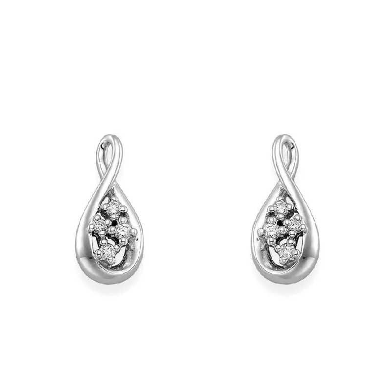 Hoop Earrings for Women-9ct White Gold Diamond Drop Earrings