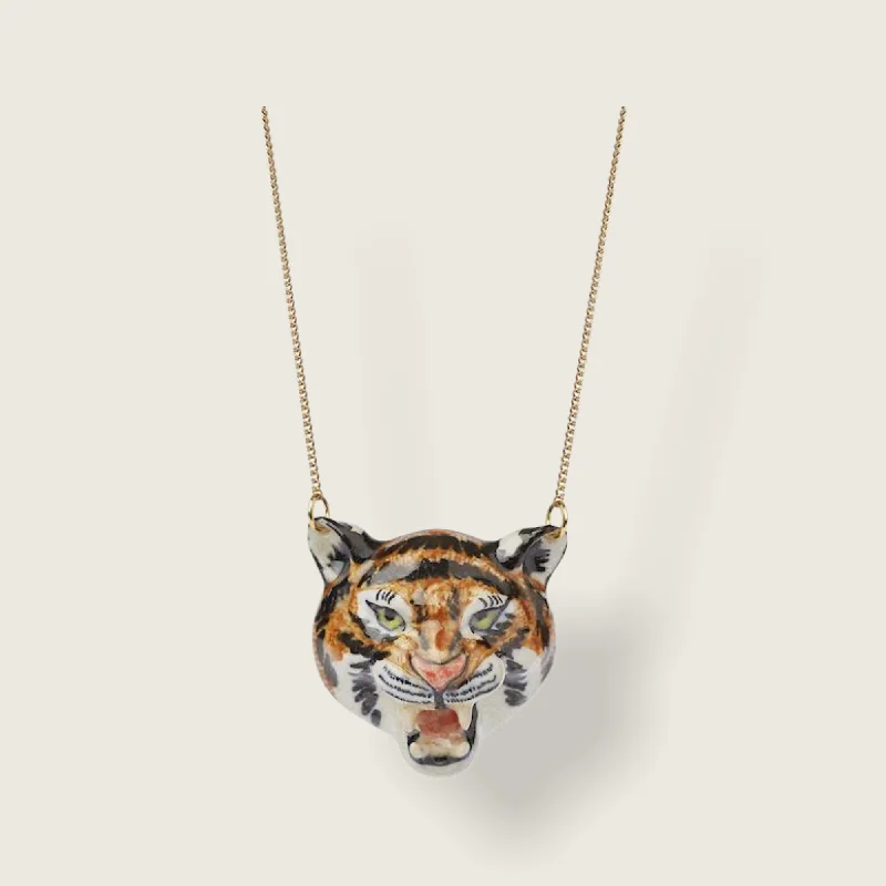 Classic Wedding Band for Women-Beaded Crystal Pendant Necklace-Roaring Tiger necklace by And Mary in porcelaine