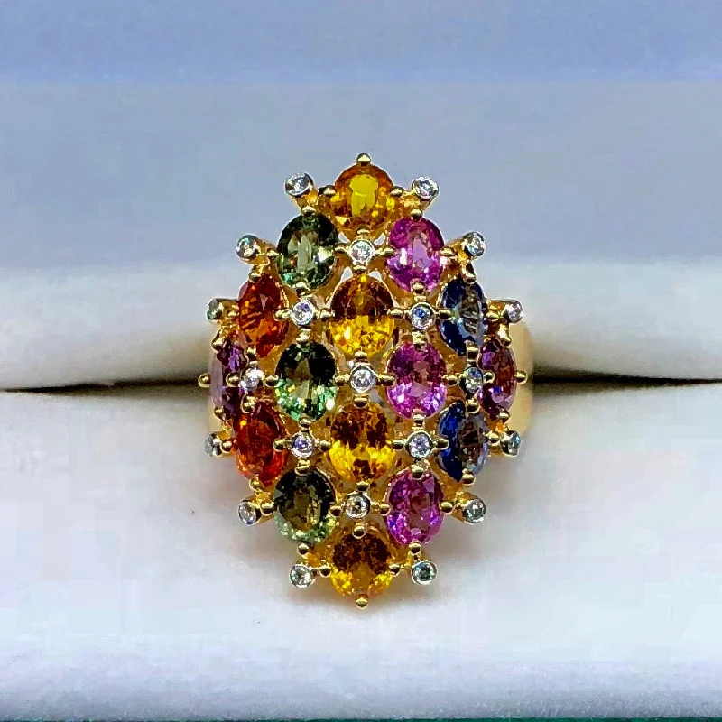 Designer Wedding Ring with DiamondsMulti Color Genuine Sapphire Ring