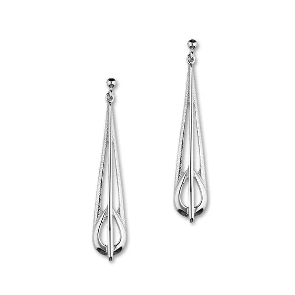 Glamorous Earrings-Charles Rennie Mackintosh Long Drop Sterling Silver Earrings, E265