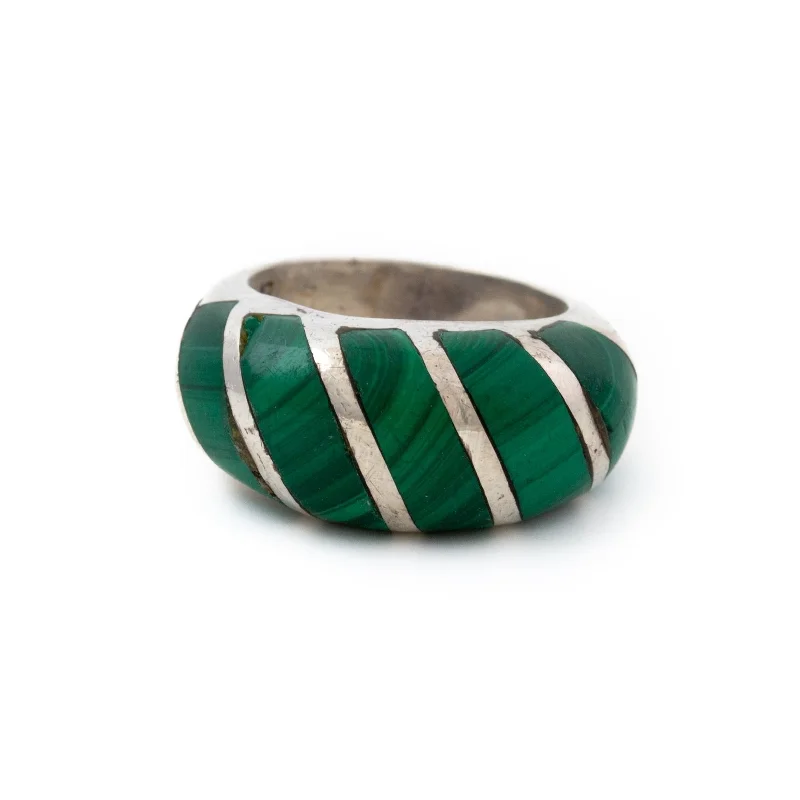 Customizable Wedding Ring Set with DiamondsBulbous 1970's Malachite Ring