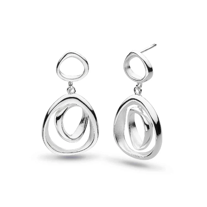 Clear Gem Earrings-Silver Coast Shore Double Link Drop Earrings