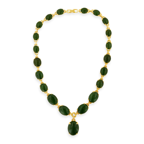 Designer Gold Engagement Ring-Artistic Necklace-Nephrite Estate Necklace