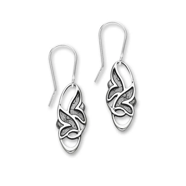 Bold Drop Earrings-Trendy Twirls Sterling Silver Drop Earrings, E1807