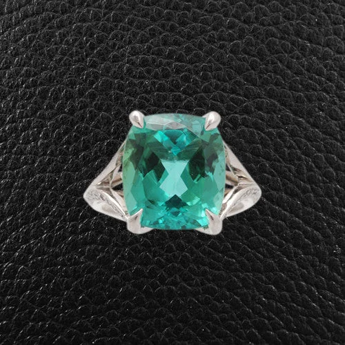 Personalized Name RingBlue-Green Tourmaline & Diamond Ring