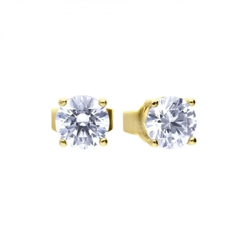 Simple Drop Gold Earrings-Gold Plated Silver 0.50ct Cubic Zirconia Solitaire Stud Earrings