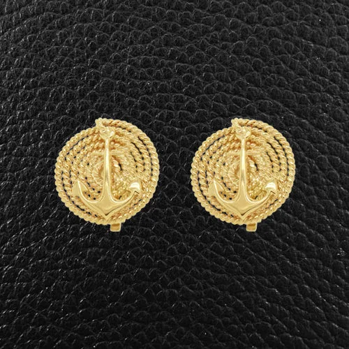 Animal Shape Earrings-Gold Estate Anchor Earrings