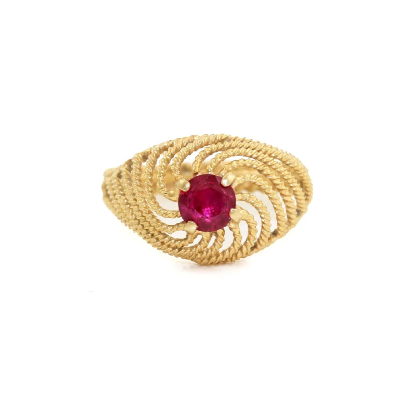 Custom Birthstone Ring for Moms18k Gold x Rubellite Spiral Cocktail Ring