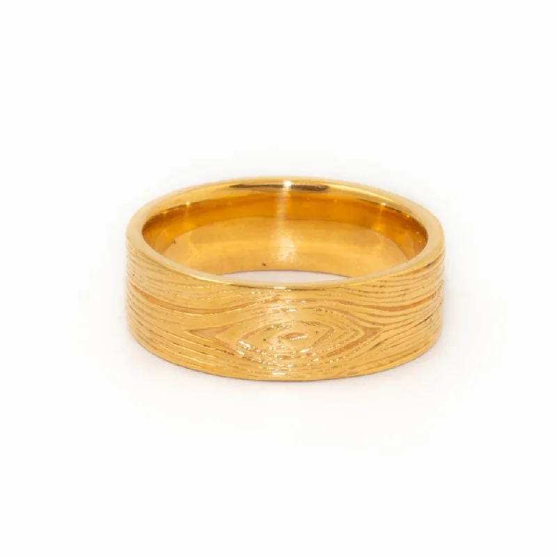 Personalized Wedding Ring Set for WomenWoodgrain X Yellow Wedding Band