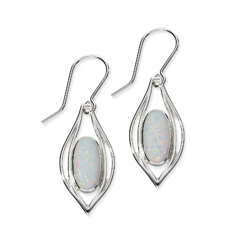 Colored Stone Earrings-Sahara Sunset Silver Earrings SE390 White Opal