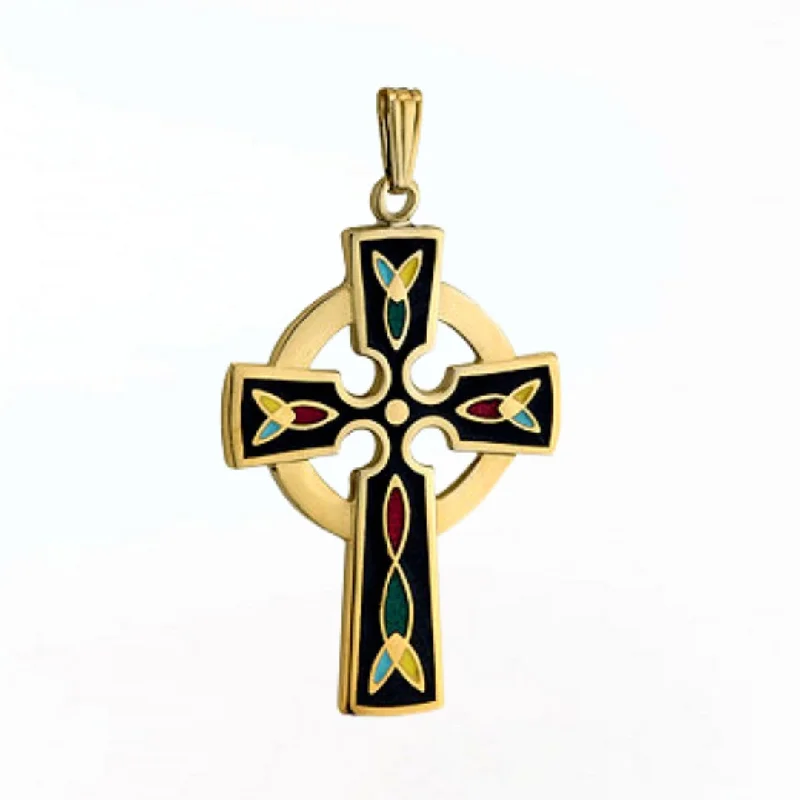 Birthstone Wedding Ring for Men-Heart Pendant Necklace for Wedding-Gold Plated Black Cross Pendant