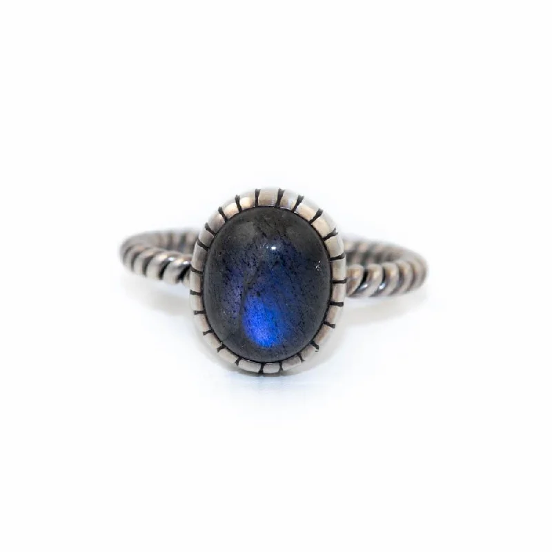 Personalized Birthstone Engagement Ring for WomenTwist Rope Labradorite Ring