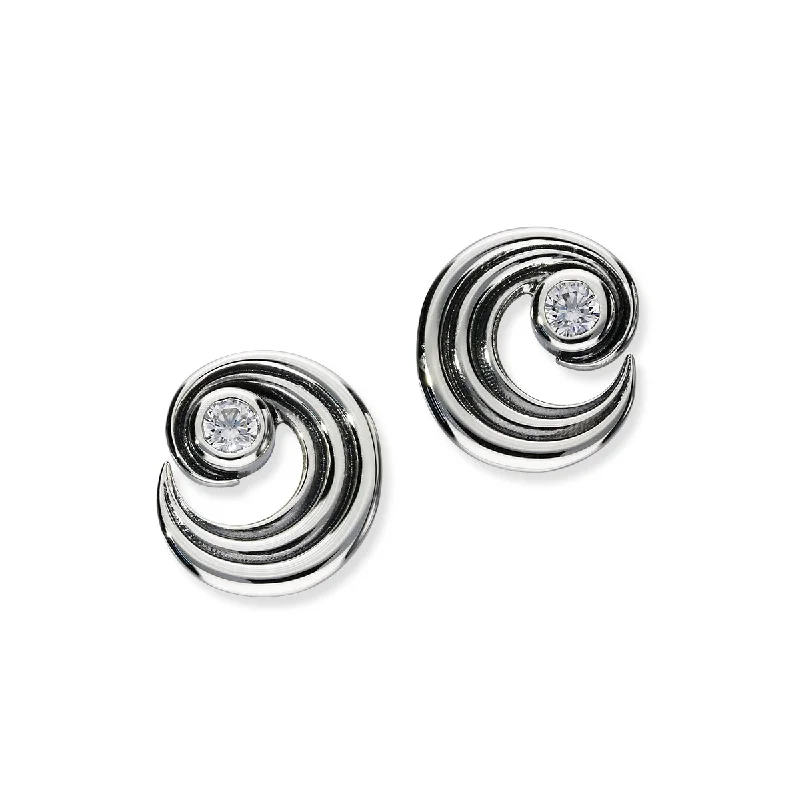 Luxury Pearl Earrings-Tide Silver Stud Earrings CE477