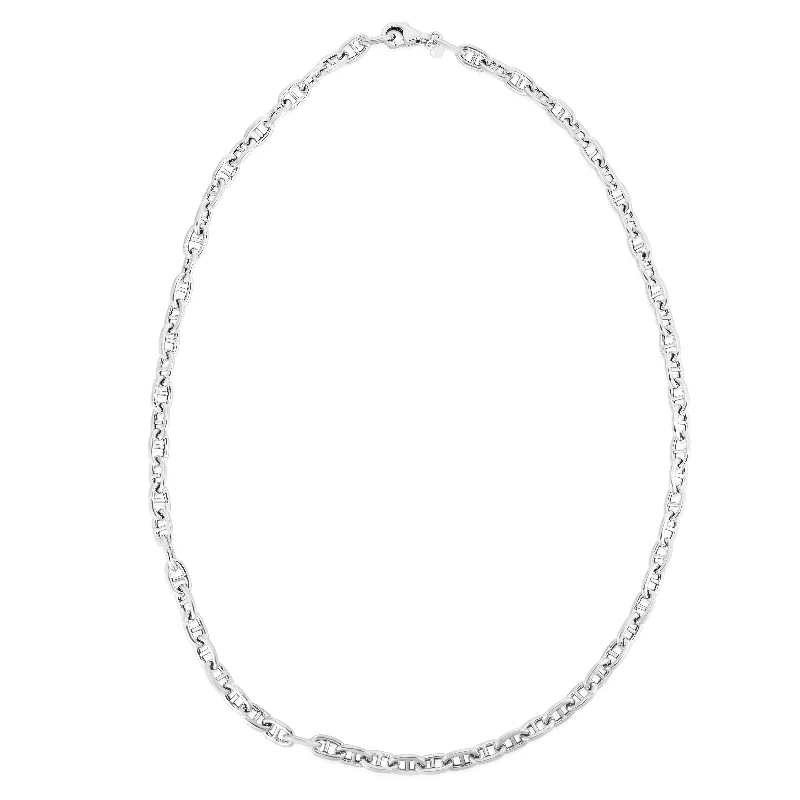 Healing Stone Bracelets-Silver 5.9mm Puffed Mariner Chain