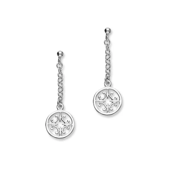 Multi-layered Hoop Earrings-Orkney St Magnus Sterling Silver Round Chain Drop Earrings, E29