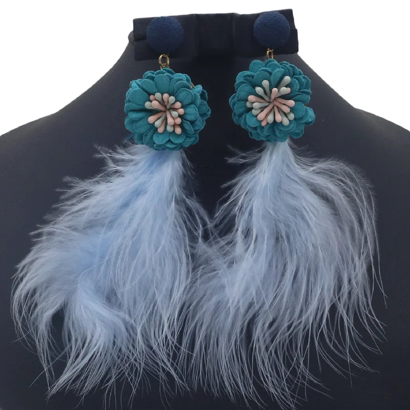 Retro Earrings-Long Earrings - Blue