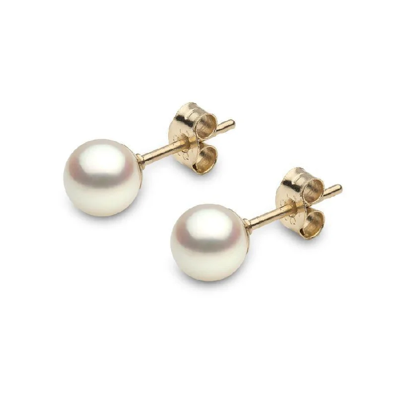 Silver Hoops with Diamonds-9ct Yellow Gold Cultured Pearl Stud Earrings