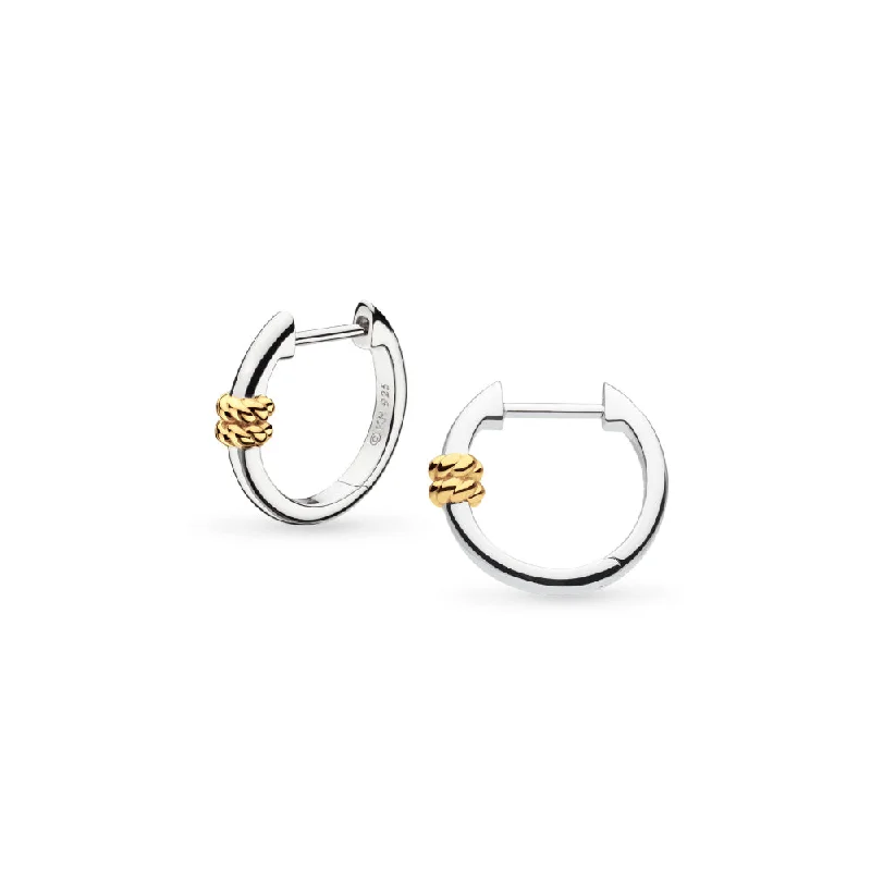 Trendy Gemstone Earrings-Silver & Yellow Gold Plated Marina Rope Bar Hoop Earrings