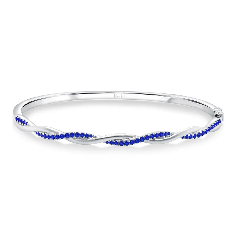 Soft Bangles-Uneek Stackable Collection Twist Blue Sapphire Stackable Bangle