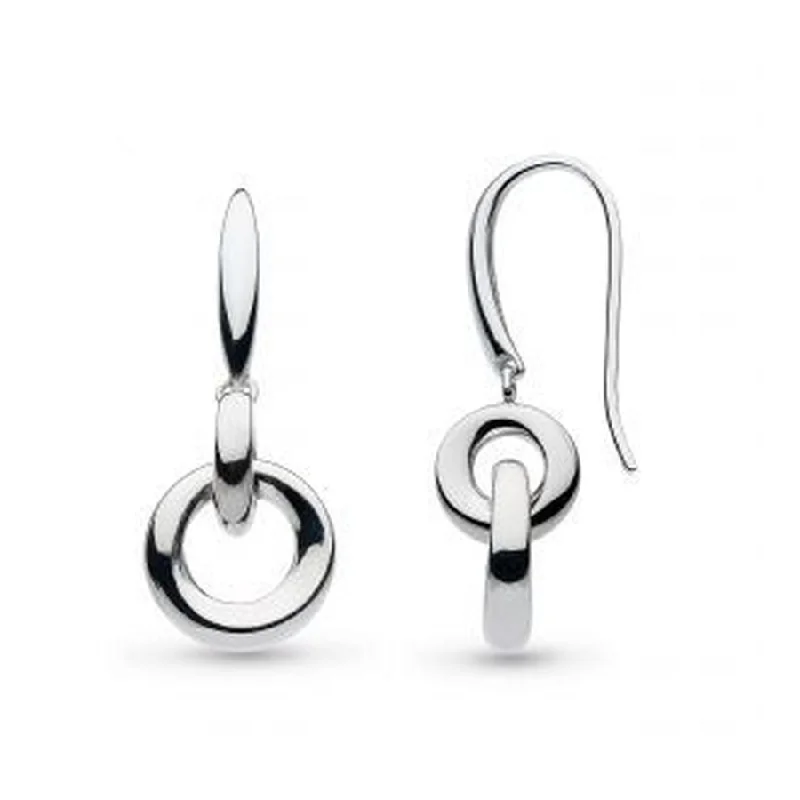 Simple Diamond Earrings-Silver Bevel Cirque Link Drop Earrings