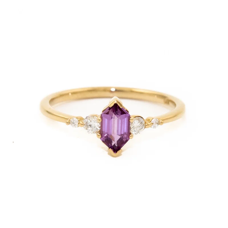 Classic Engagement Ring with Diamonds14K Mauve Sapphire x Diamond Engagement Ring