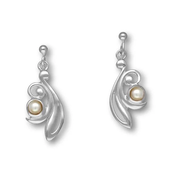 Bold Gold Earrings-Flourish Silver Earrings SE396 Pearl