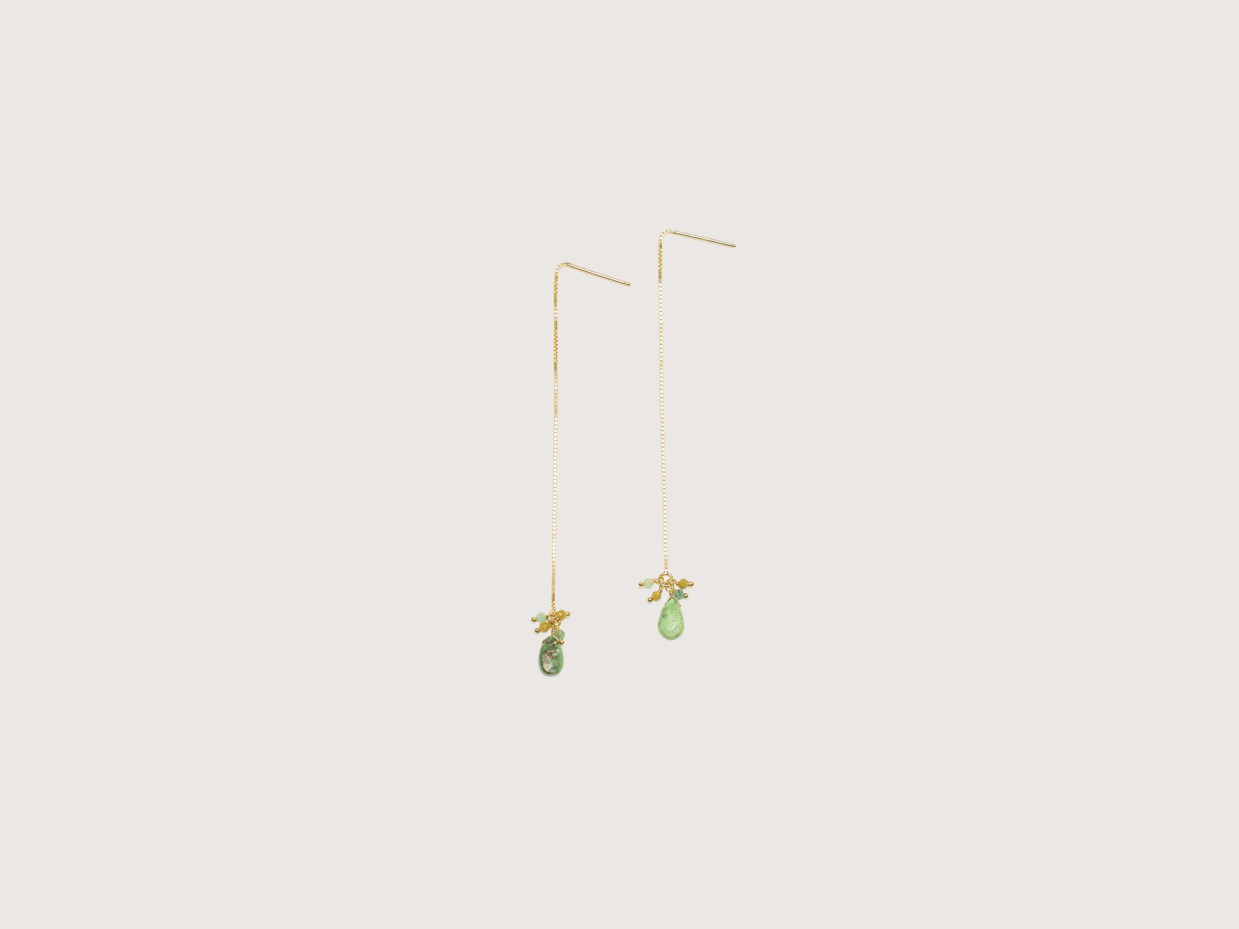 Double Layer Earrings-Filo Serpentina Earrings (242 / W / EMERALD)