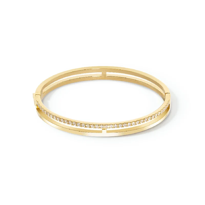 Personalized Bangles Sets-Coeur De Lion Eternal Unity Gold Crystal Bangle