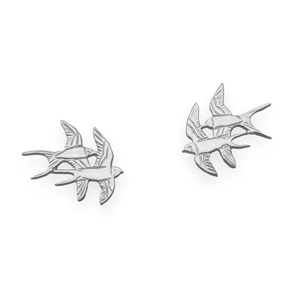 Classic Drop Gem Earrings-Nature In Flight Silver Earrings E123